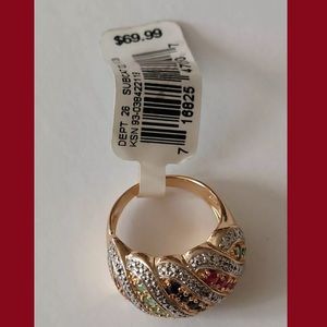 GOS Sterling Silver Creations Multi-Stone & DA Ring Size 8 Vintage